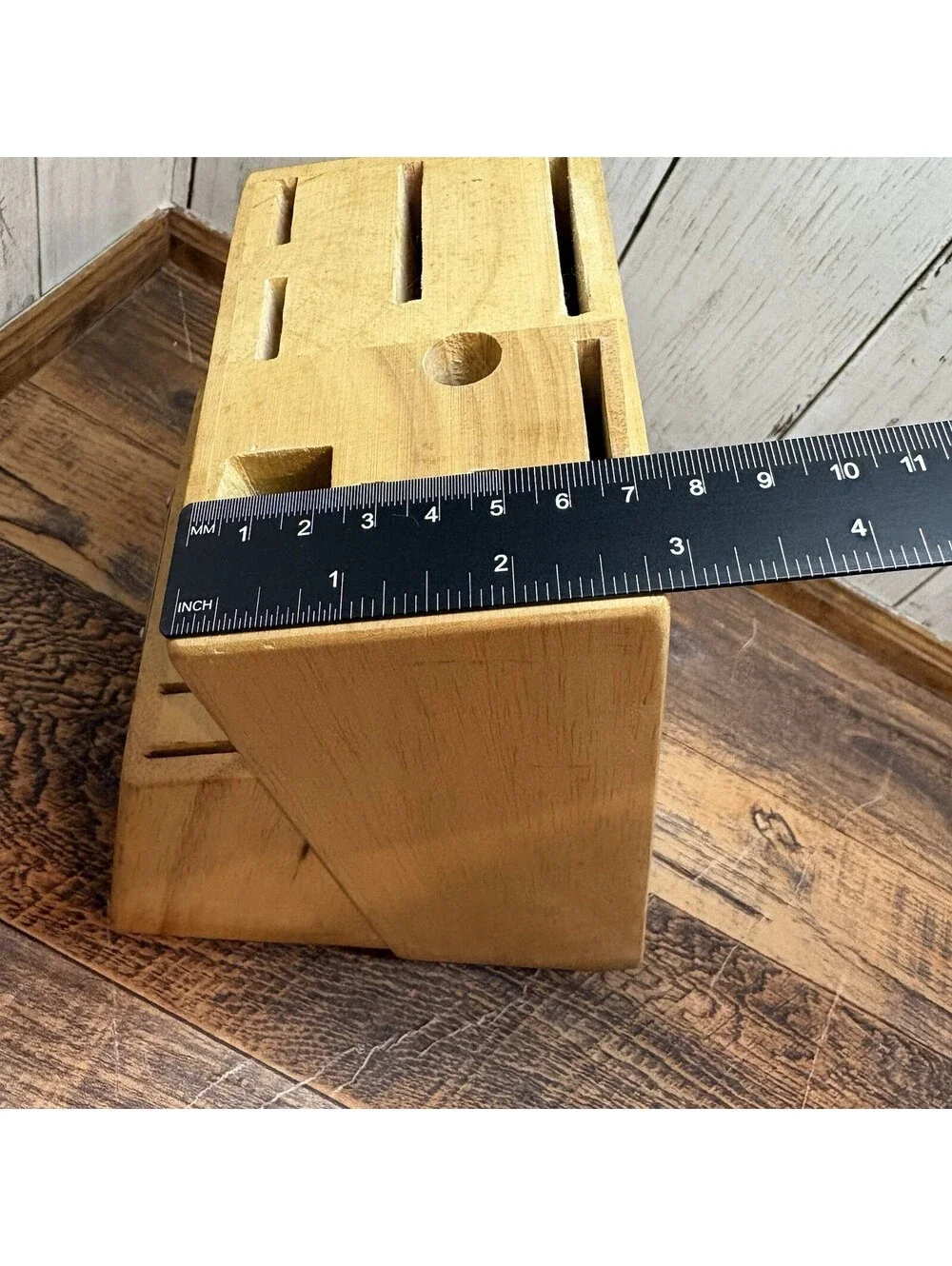 Sabatier Solid Wood Knife Block Heavy Countertop Holder 18 Slot Metal Accent